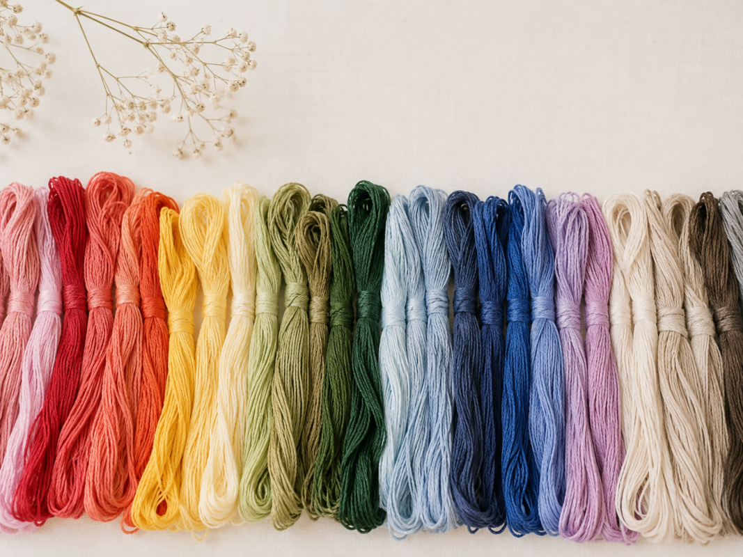 Broderigarn i ulike farger