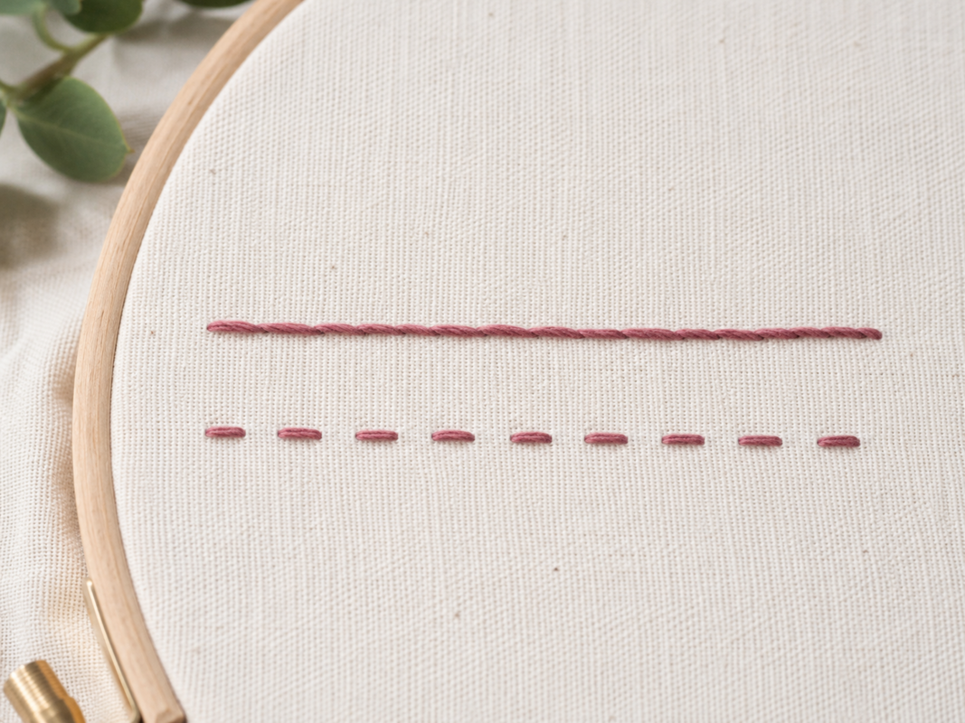 Efterstygn och sticksöm i broderi